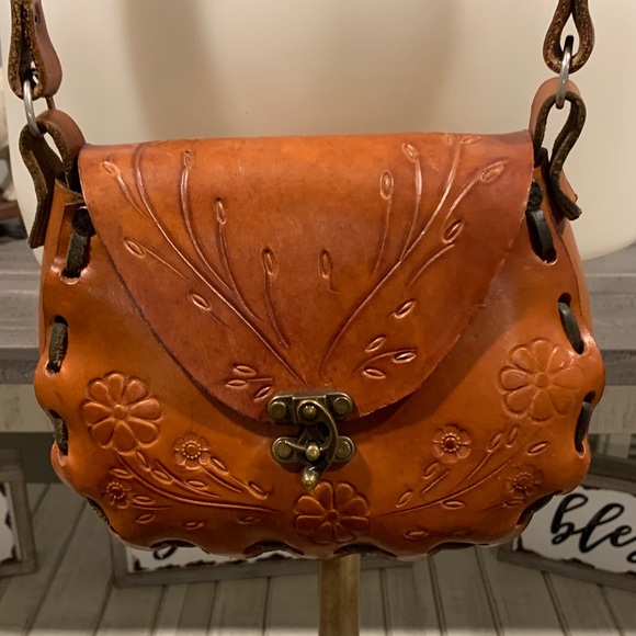 Artisan Embossed Leather Crossbody Bag - Picture 1 of 7